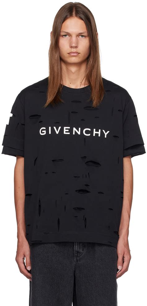 black givenchy t shirt white stars|givenchy distressed t shirt.